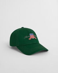 gorra de sarga de algodón con estampado gráfico - verde bosque