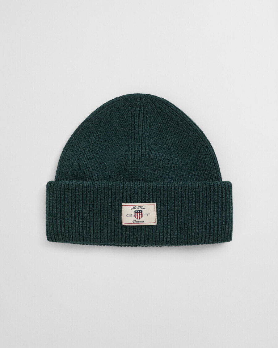 gorro de mezcla de algodón acanalado - verde tartán
