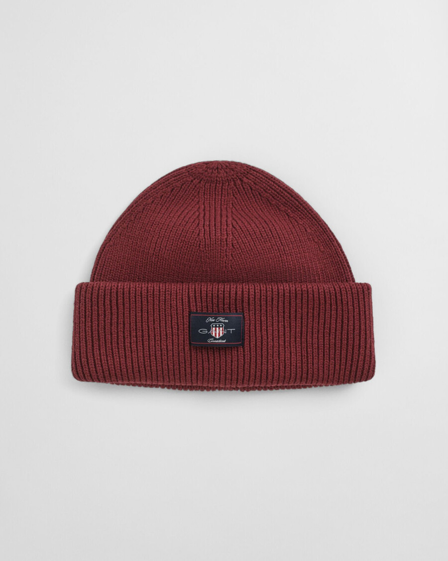 gorro de mezcla de algodón acanalado - plumped red