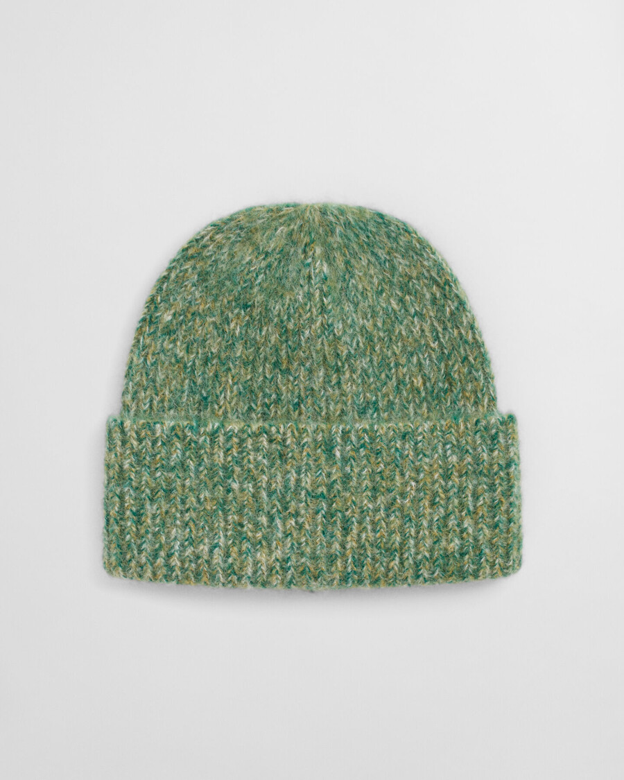 gorro de mezcla de lana de alpaca acanalado - verde bosque
