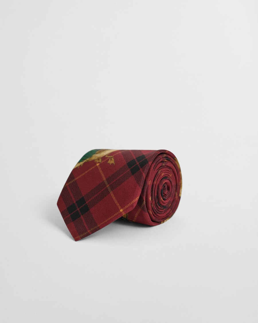 corbata con estampado de pato a cuadros - plumped red