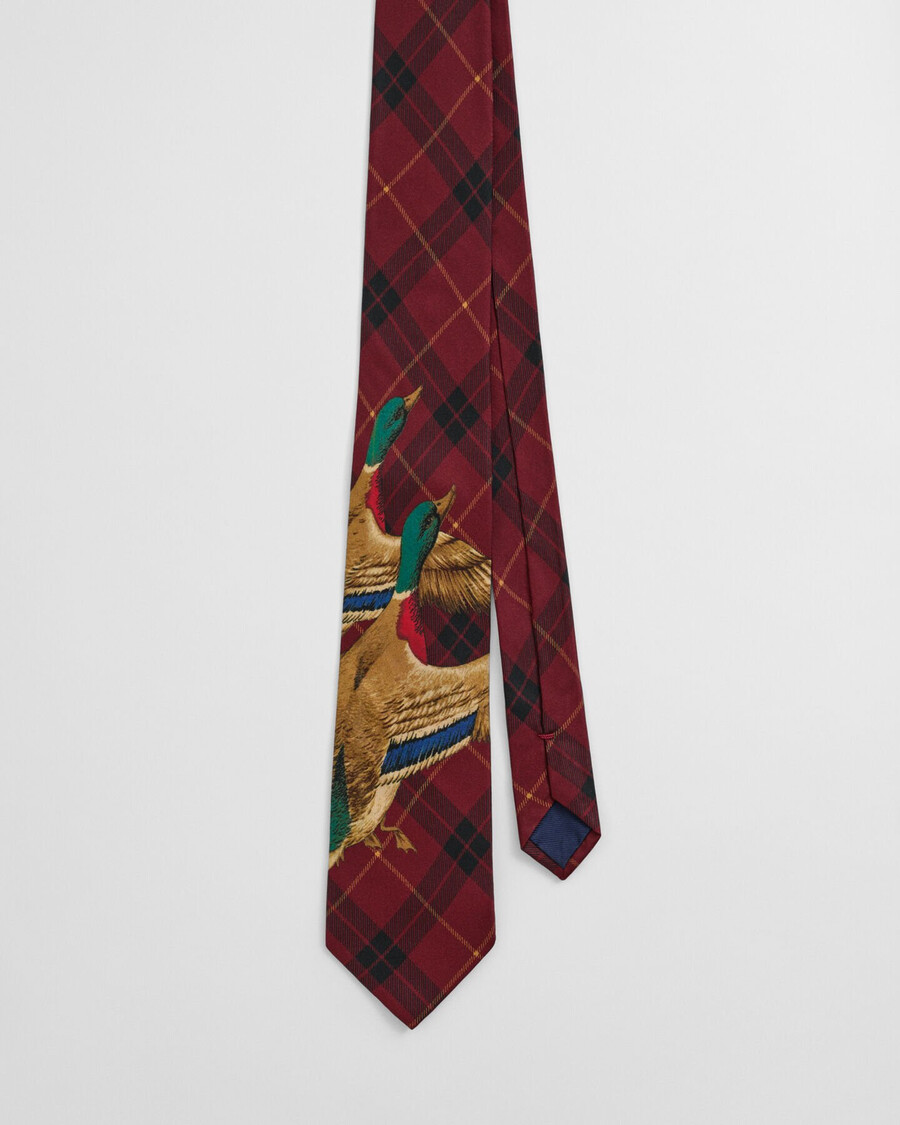 corbata con estampado de pato a cuadros - plumped red