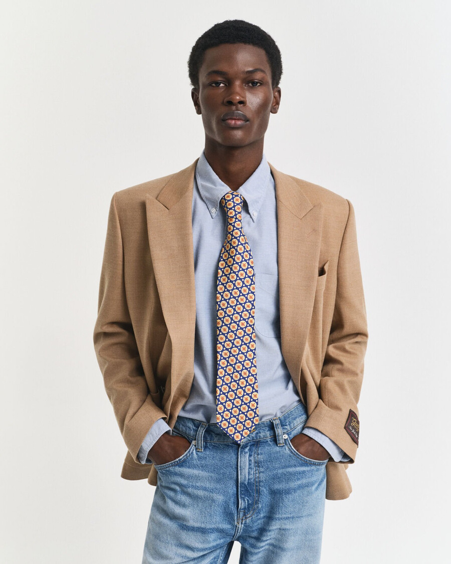 corbata de seda tipo fular - azul intenso