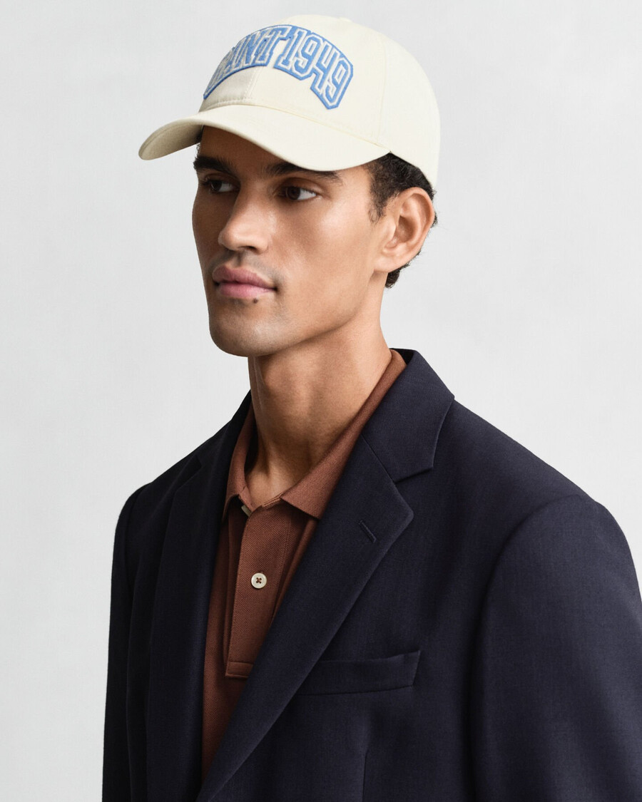 gorra de sarga de algodón con estampado gráfico - crema