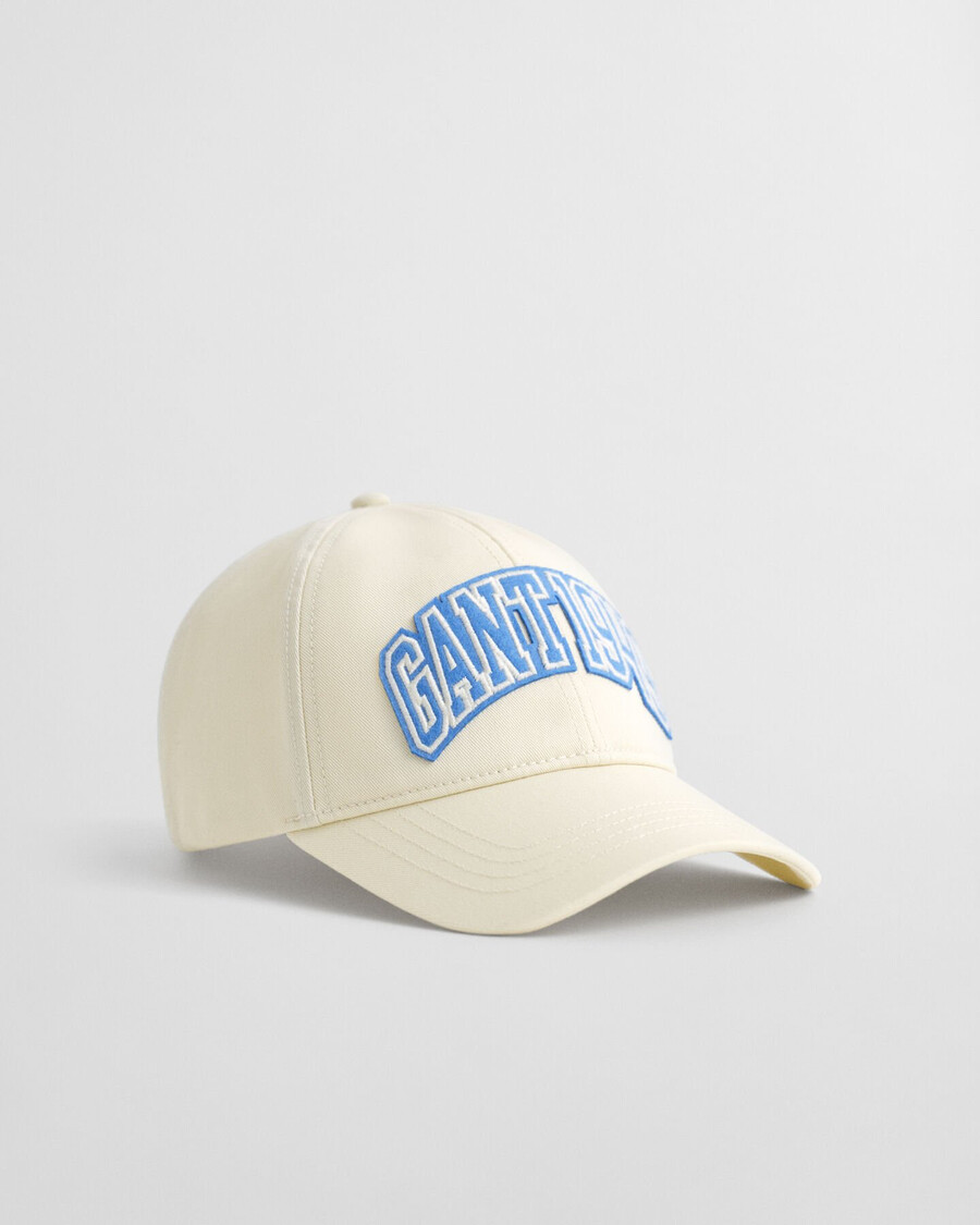gorra de sarga de algodón con estampado gráfico - crema