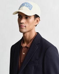 gorra de sarga de algodón con estampado gráfico - crema