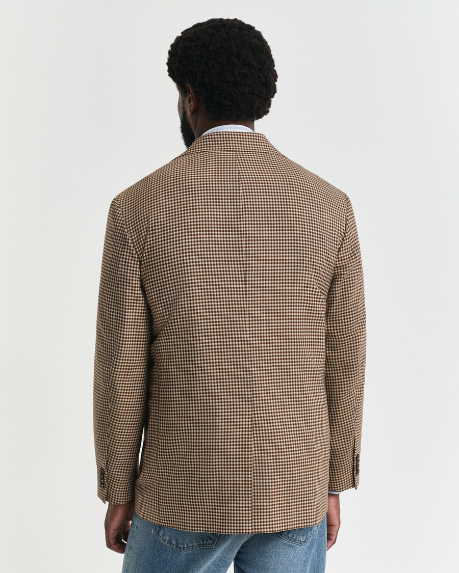blazer de cuadros vichy de corte relajado - marrón chocolate