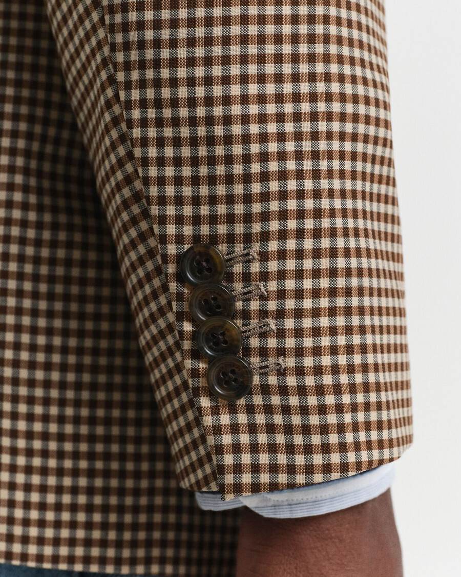 blazer de cuadros vichy de corte relajado - marrón chocolate