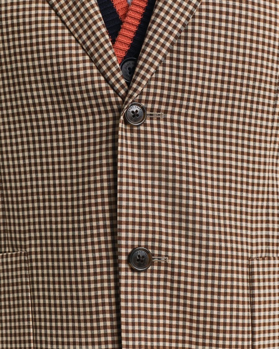 blazer de cuadros vichy de corte relajado - marrón chocolate