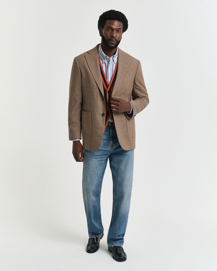 blazer de cuadros vichy de corte relajado - marrón chocolate
