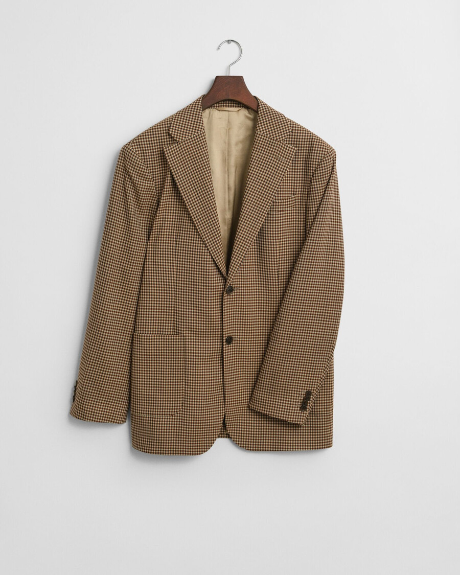 blazer de cuadros vichy de corte relajado - marrón chocolate