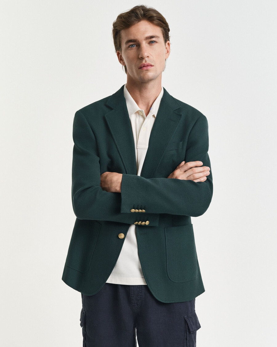 blazer club de algodón de corte entallado - verde tartán