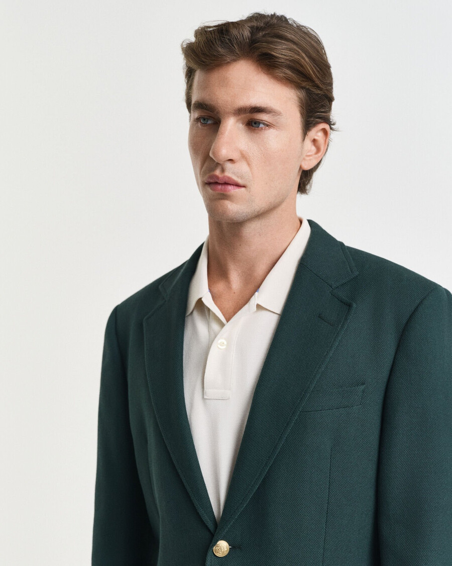 blazer club de algodón de corte entallado - verde tartán