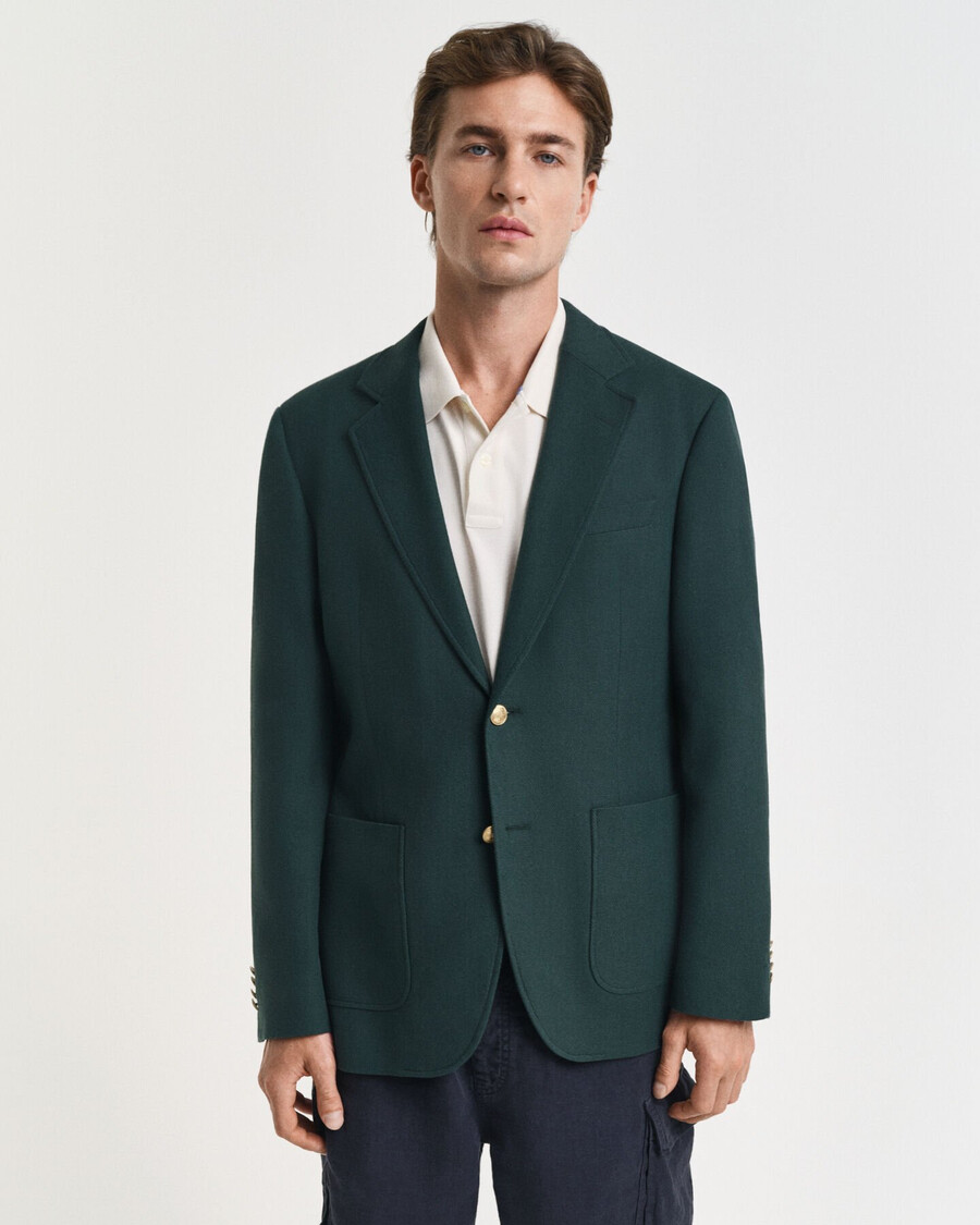 blazer club de algodón de corte entallado - verde tartán