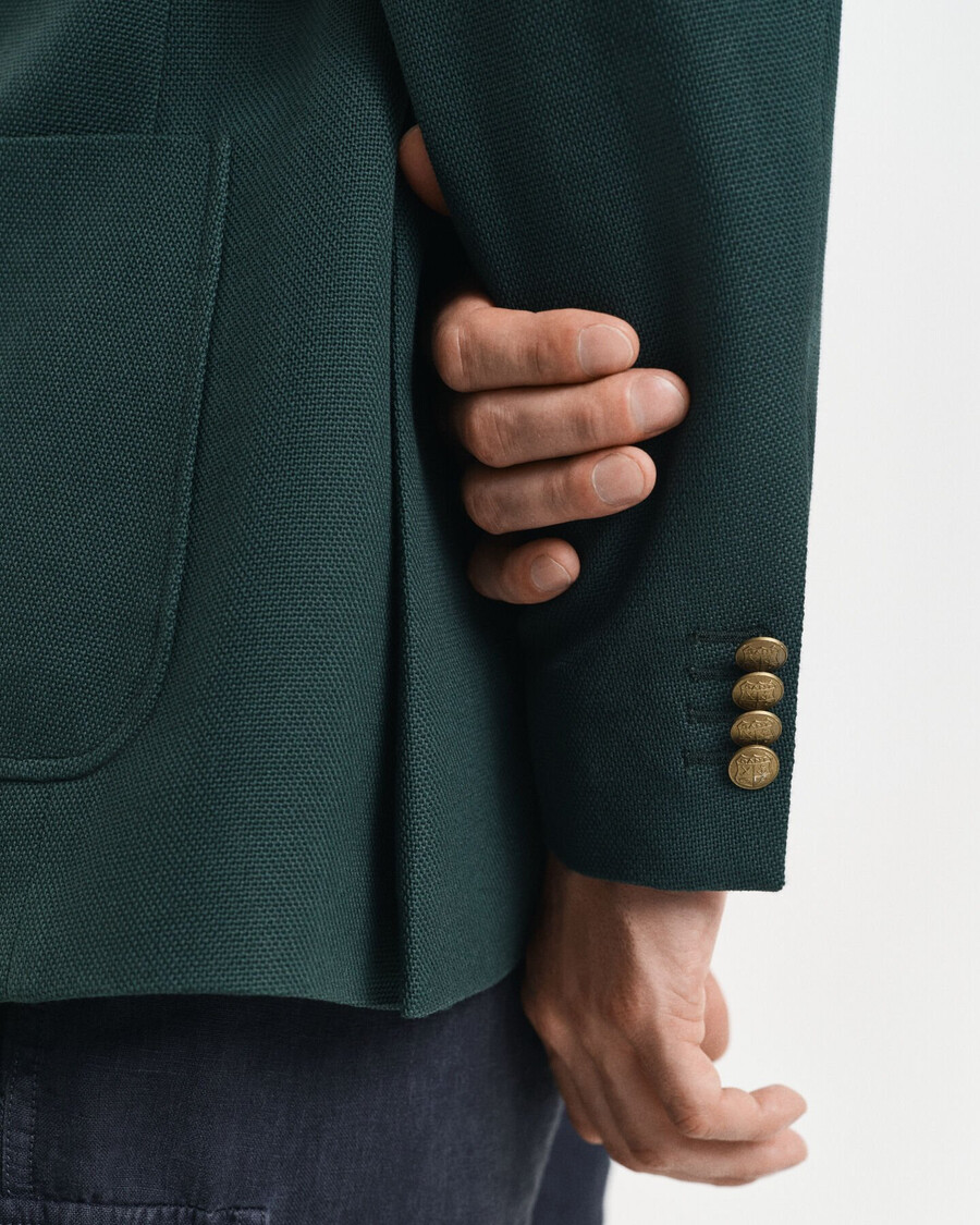 blazer club de algodón de corte entallado - verde tartán