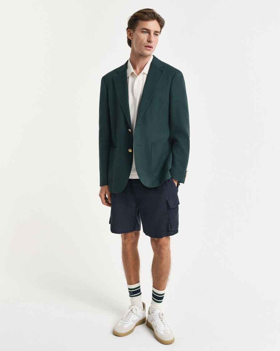 blazer club de algodón de corte entallado - verde tartán