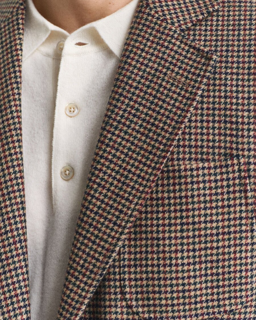 blazer de cuadros pata de gallo de corte entallado - gris topo claro