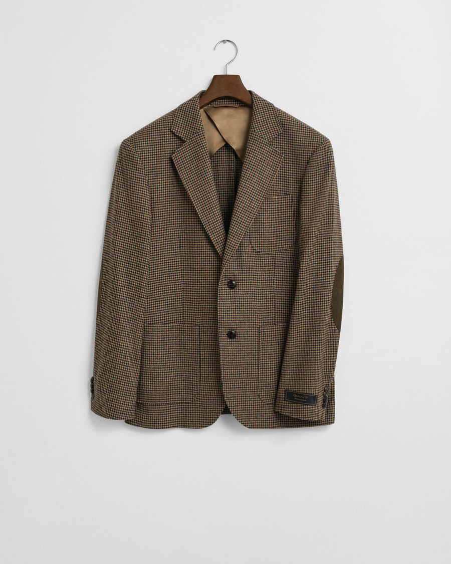 blazer de cuadros pata de gallo de corte entallado - gris topo claro