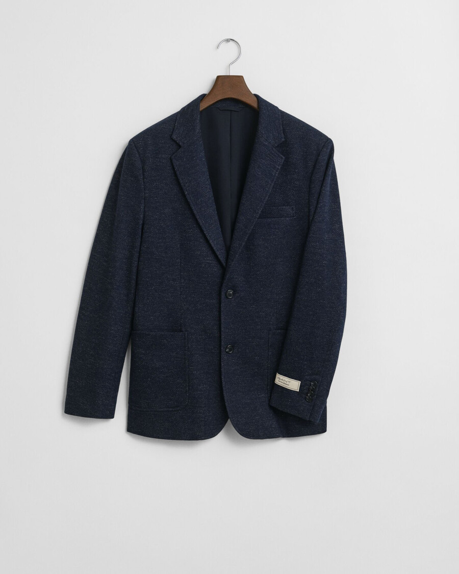 blazer de jersey de algodón y lana bicolor - azul noche