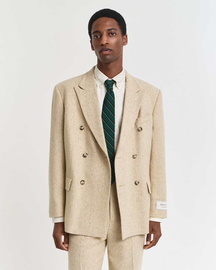 chaqueta de traje de espiga nepps de corte relajado - beige hormigón