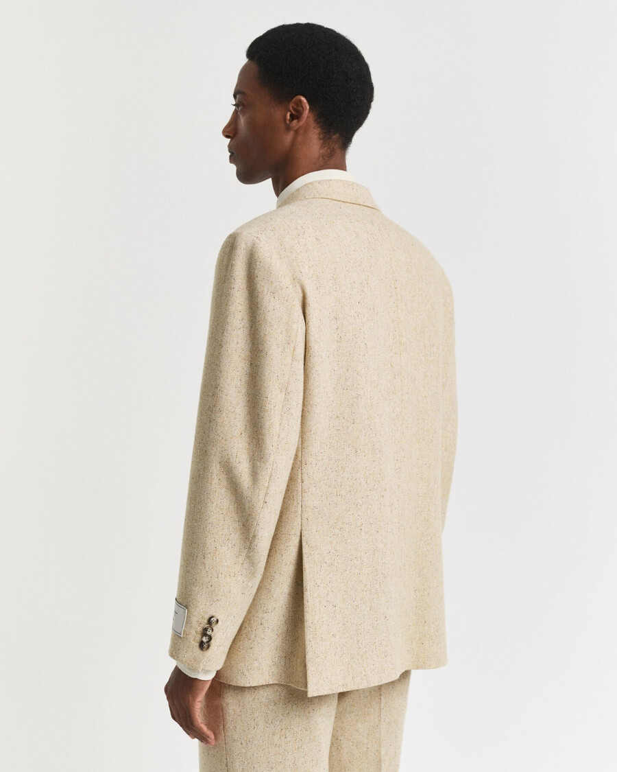 chaqueta de traje de espiga nepps de corte relajado - beige hormigón