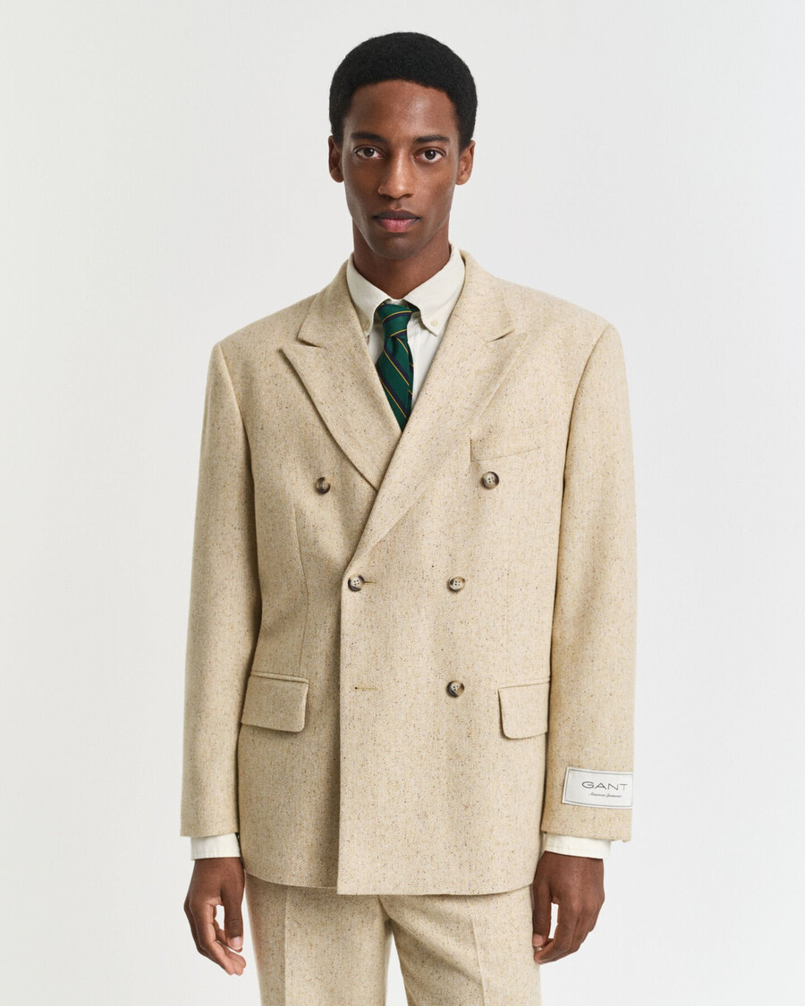 chaqueta de traje de espiga nepps de corte relajado - beige hormigón