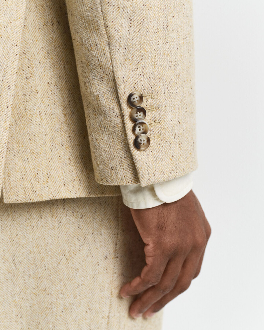 chaqueta de traje de espiga nepps de corte relajado - beige hormigón