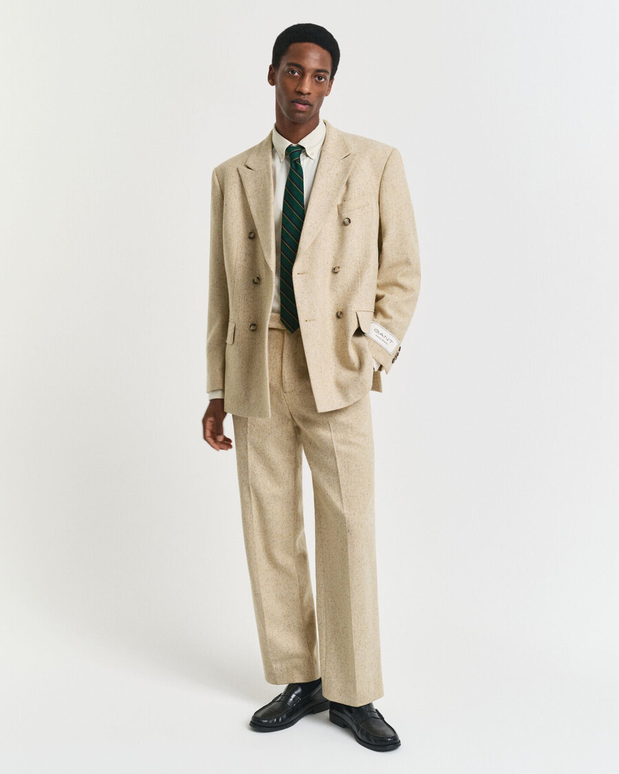 chaqueta de traje de espiga nepps de corte relajado - beige hormigón