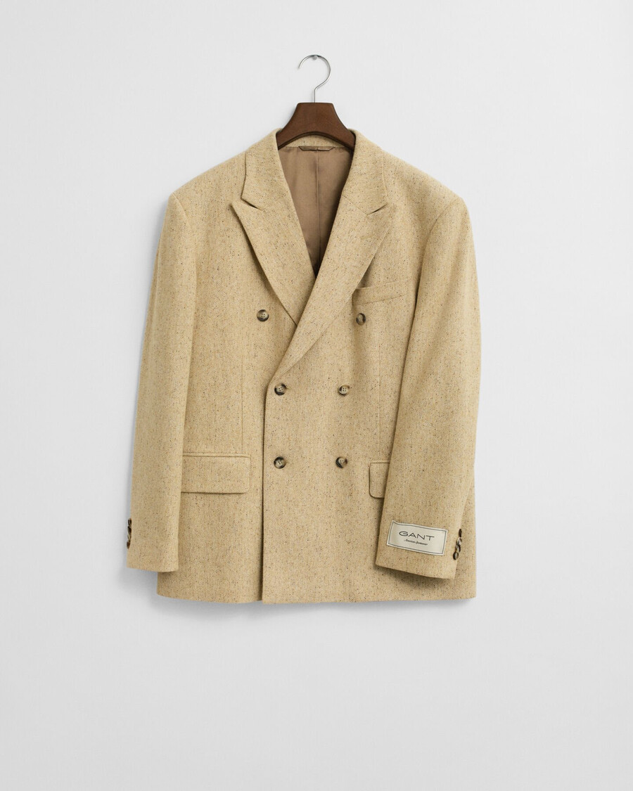 chaqueta de traje de espiga nepps de corte relajado - beige hormigón