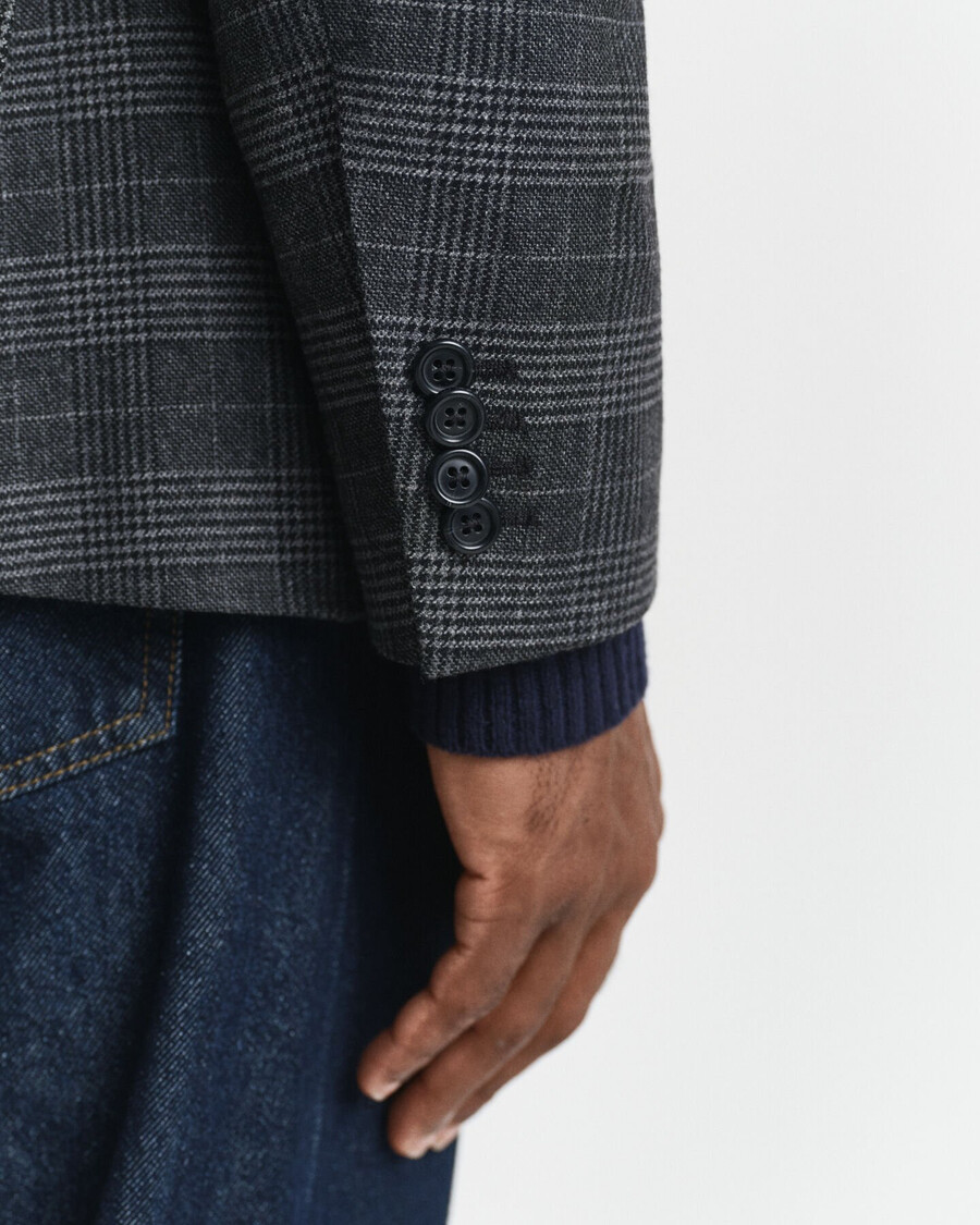 chaqueta de traje de cuadros glen de corte entallado - antracita jaspeada