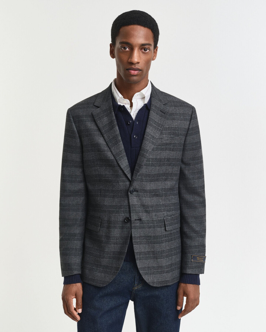 chaqueta de traje de cuadros glen de corte entallado - antracita jaspeada