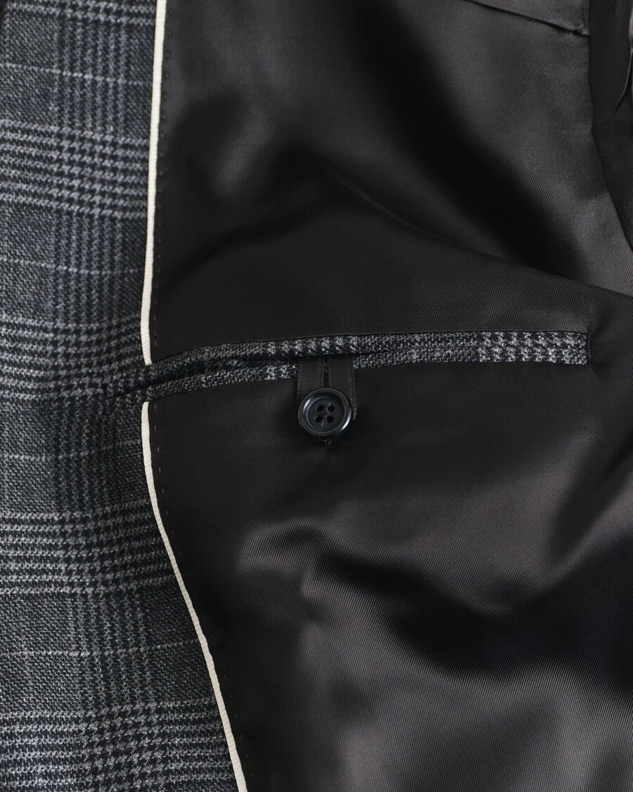 chaqueta de traje de cuadros glen de corte entallado - antracita jaspeada