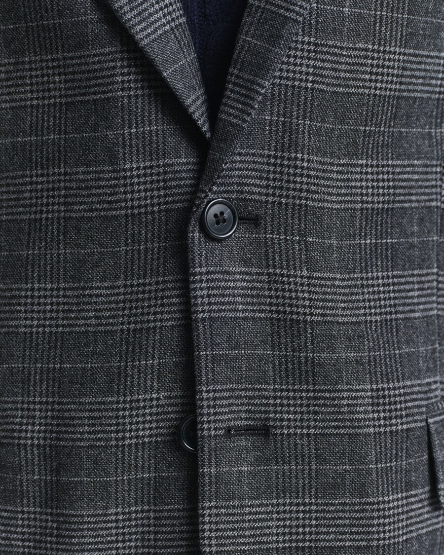 chaqueta de traje de cuadros glen de corte entallado - antracita jaspeada