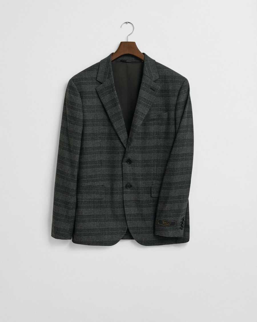 chaqueta de traje de cuadros glen de corte entallado - antracita jaspeada