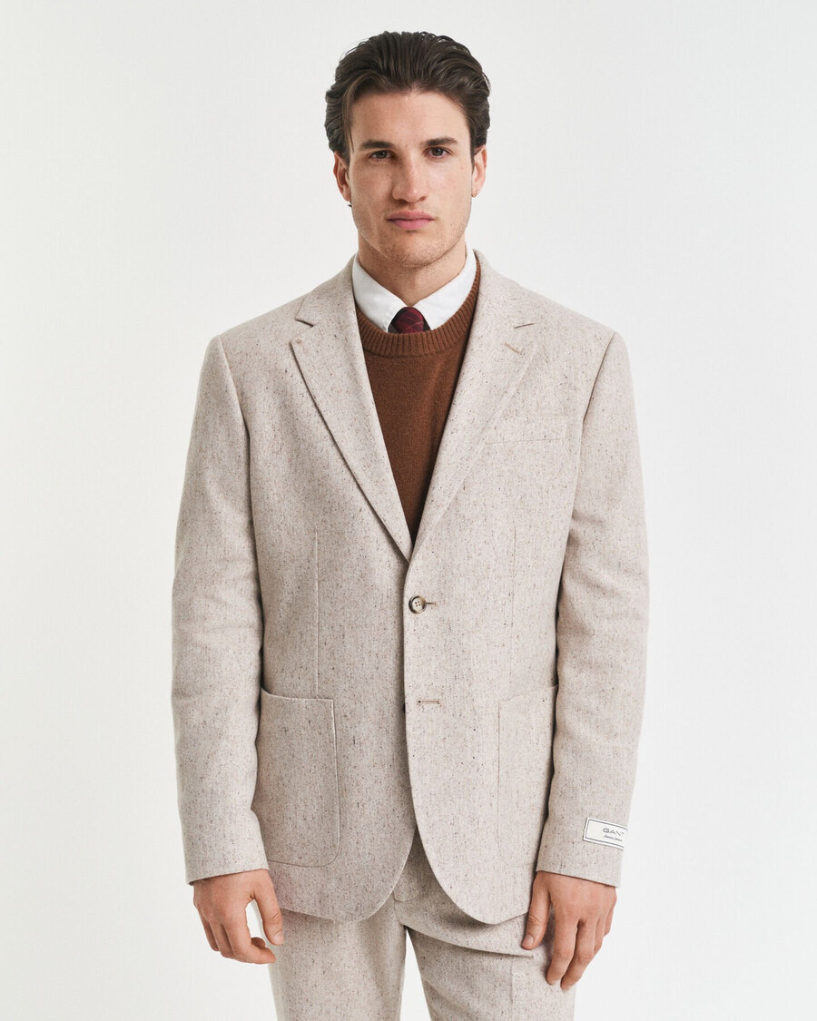 chaqueta de traje donegal de corte entallado - melange de semillas
