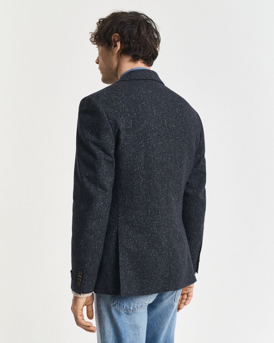 chaqueta de traje donegal de corte entallado - azul noche