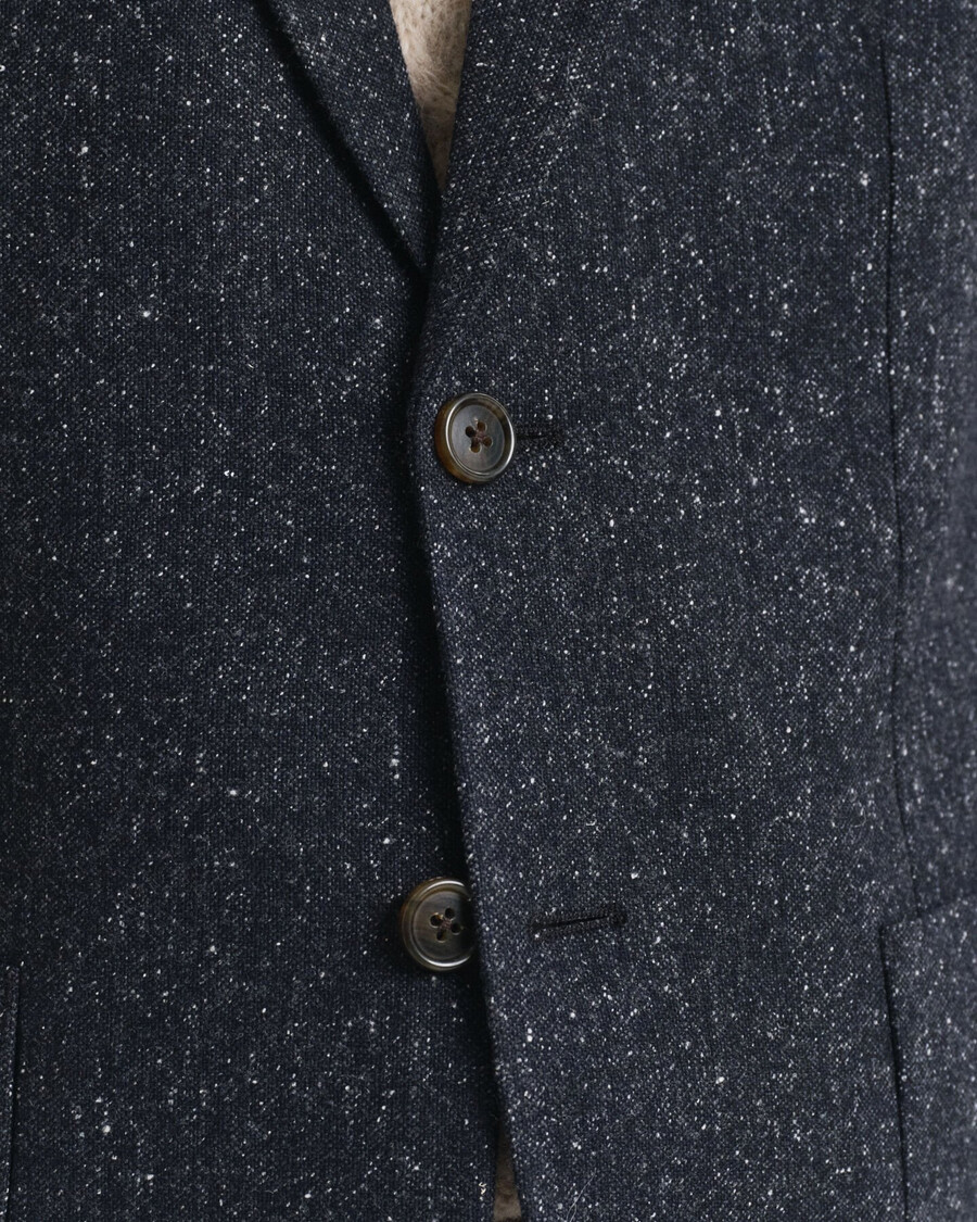 chaqueta de traje donegal de corte entallado - azul noche