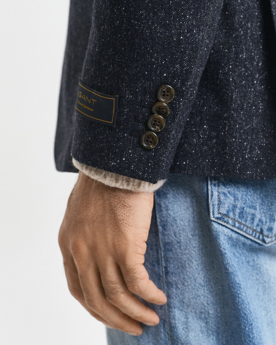 chaqueta de traje donegal de corte entallado - azul noche