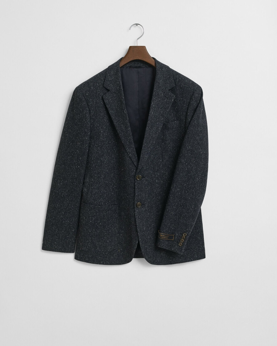 chaqueta de traje donegal de corte entallado - azul noche