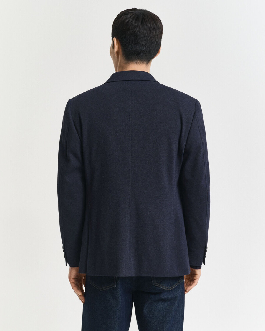 blazer de corte slim en piqué de punto de dos tonos - dark indigo melange