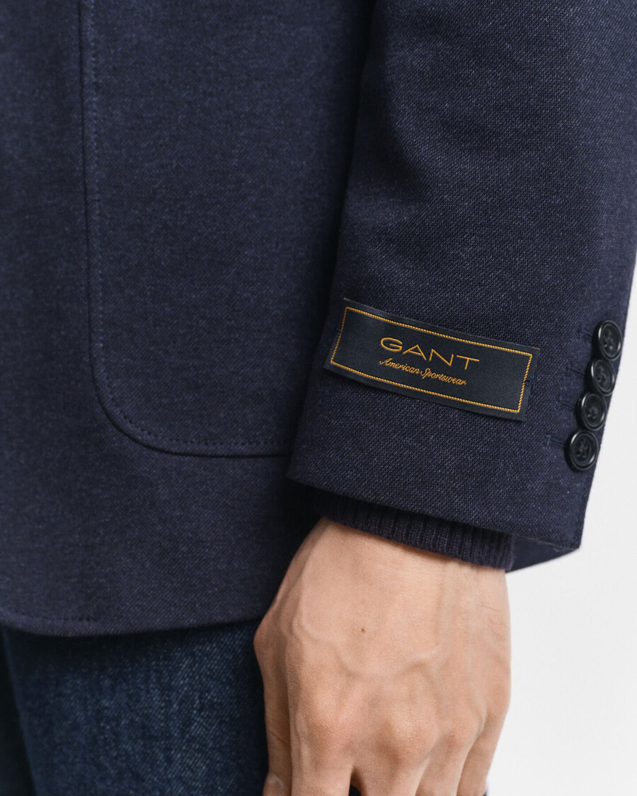 blazer de corte slim en piqué de punto de dos tonos - dark indigo melange