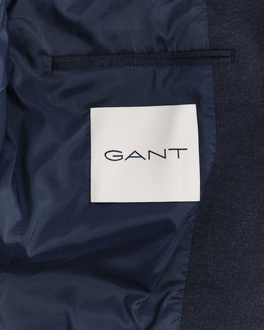 blazer de corte slim en piqué de punto de dos tonos - dark indigo melange
