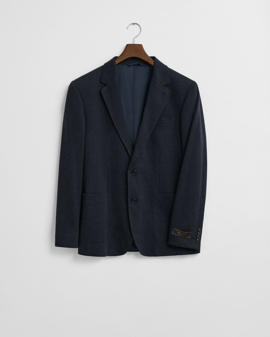 blazer de corte slim en piqué de punto de dos tonos - dark indigo melange
