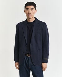 blazer de corte slim en piqué de punto de dos tonos - dark indigo melange