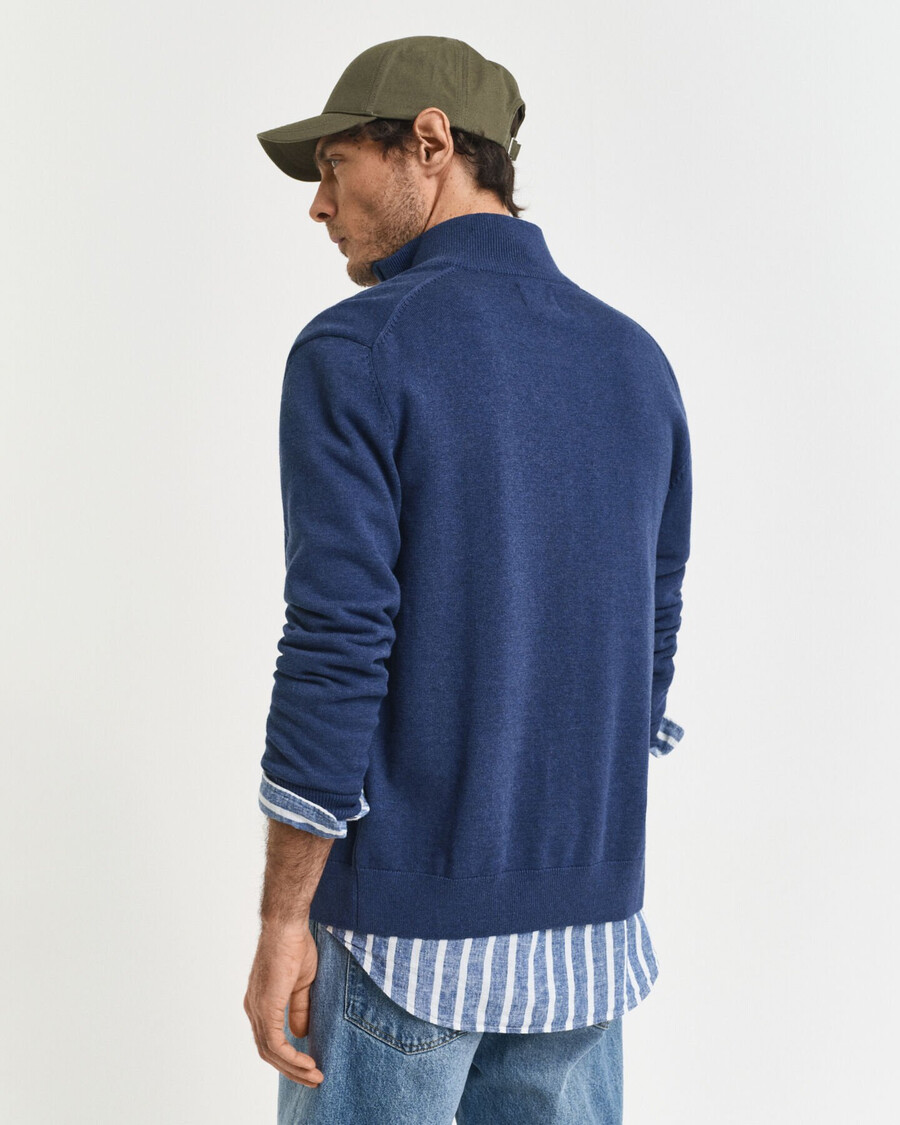 cárdigan informal de algodón con cremallera - dk jeansblue melange