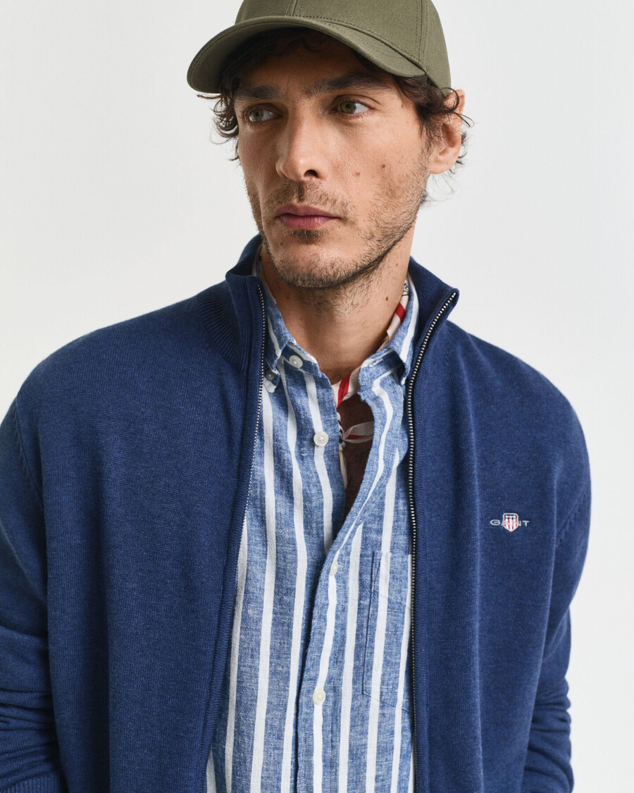 cárdigan informal de algodón con cremallera - dk jeansblue melange