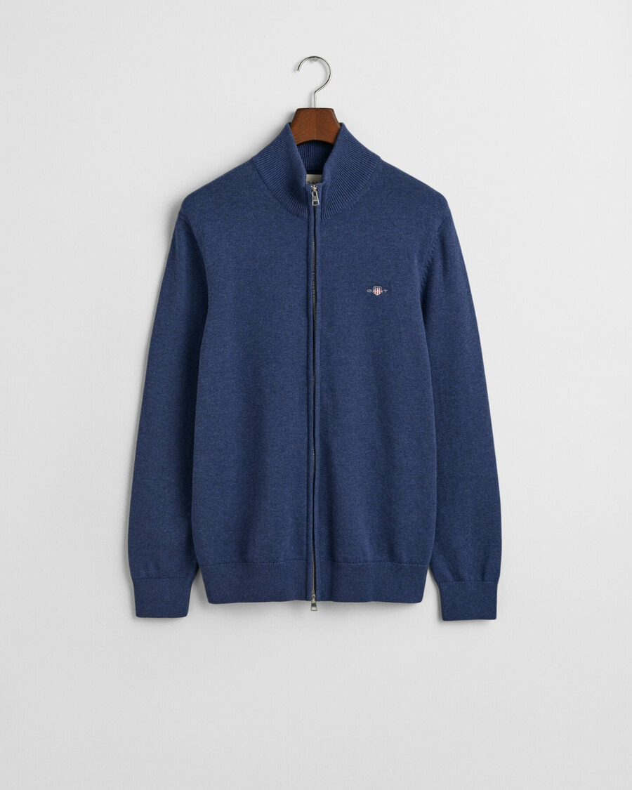 cárdigan informal de algodón con cremallera - dk jeansblue melange