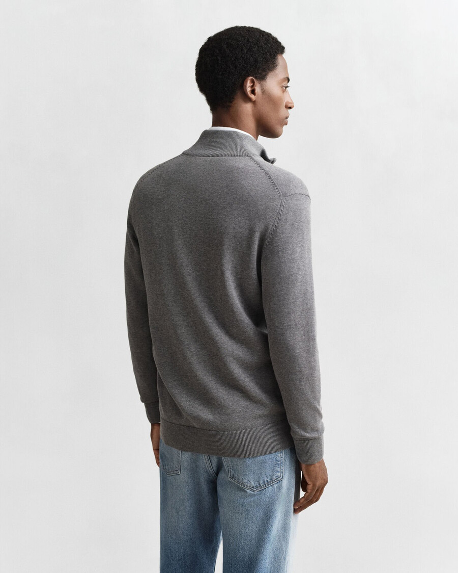 cárdigan informal de algodón con cremallera - gris oscuro melange