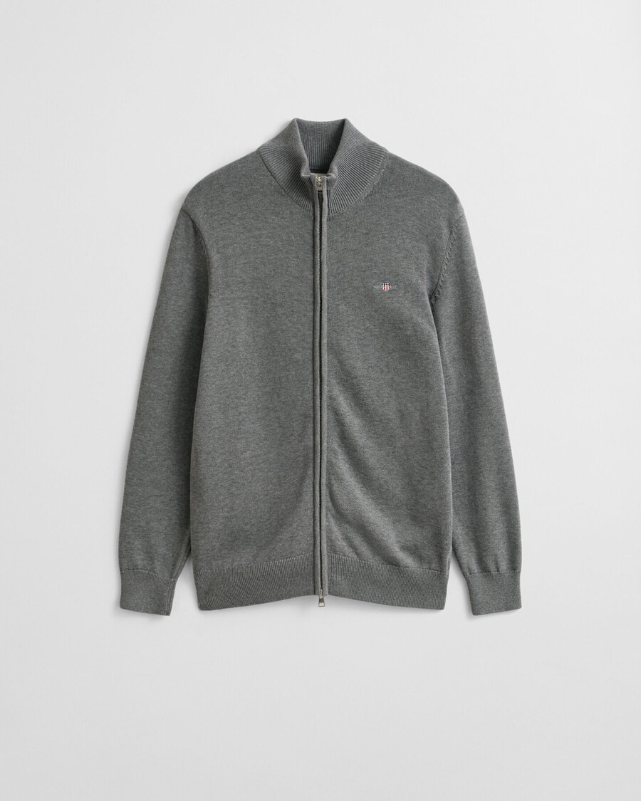 cárdigan informal de algodón con cremallera - gris oscuro melange