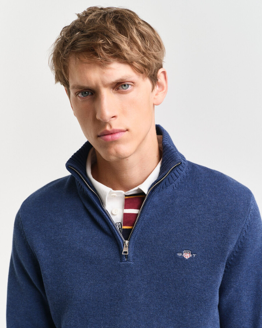 suéter casual de algodón con media cremallera - dk jeansblue melange